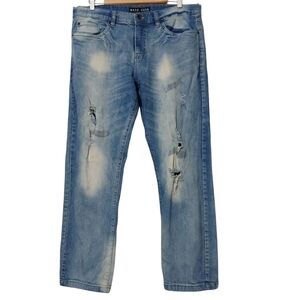 MARC ECKO "Cut & Sew" Men Jeans Straight Leg Blue Destroyed Street Skater
